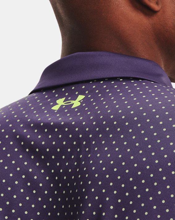 男士UA Performance Printed Polo衫, Purple, pdpMainDesktop image number 3